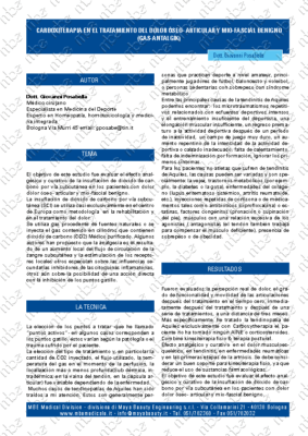 Carboxiterapia y tratamiento del dolor óseo articular y mio fascial benigno