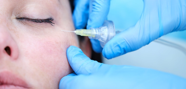 primer plano de una persona recibiendo una sesión de carboxiterapia